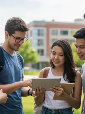 College students discussing federal student aid changes on campus