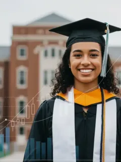 College graduate with cap and gown, symbolizing successful 529 plan college savings