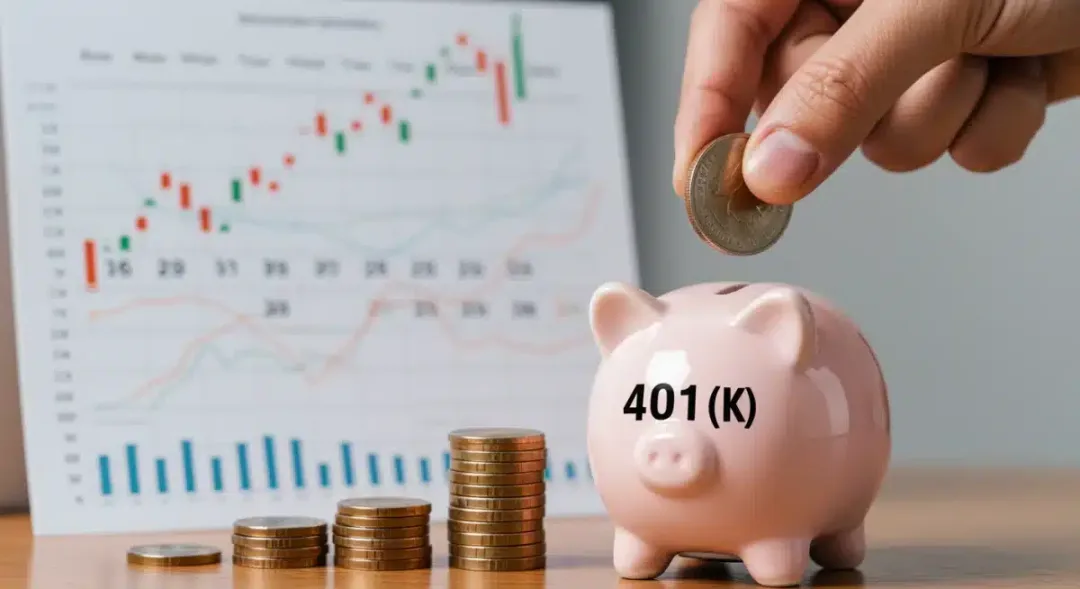 Hand making a 401(k) contribution into a savings jar with 2026 calendar