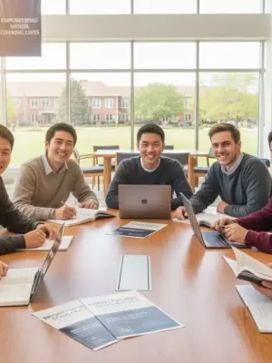 College students studying together, representing the pursuit of education with financial aid.