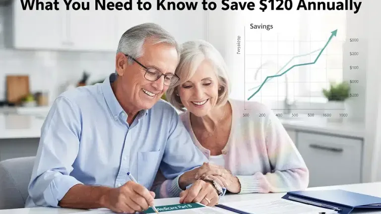 Senior couple reviewing Medicare documents, signifying savings from 2026 Part B changes.