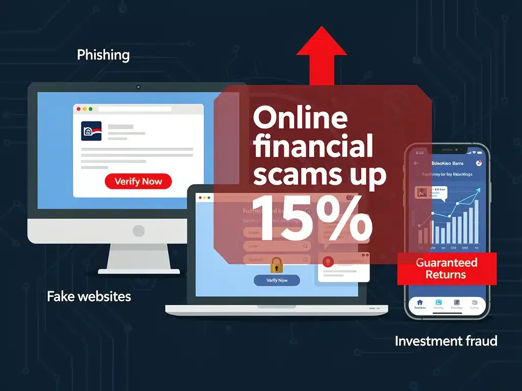 Illustration of online financial scams and prevention tactics
