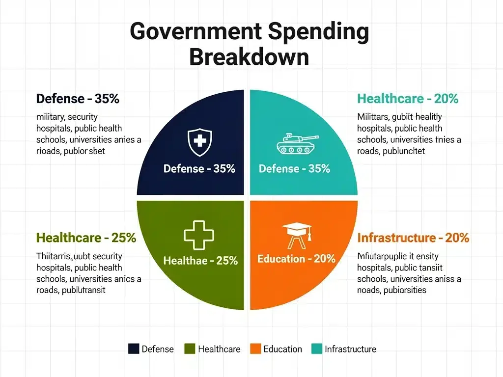 Infographic showing federal spending allocations across key sectors