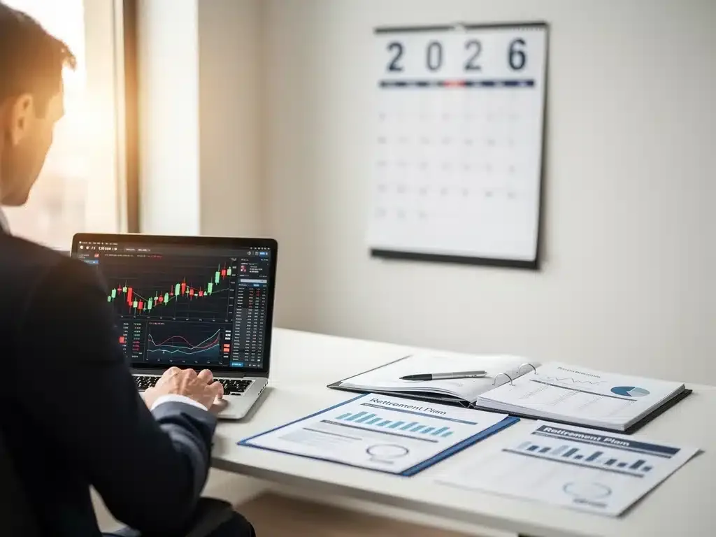 Financial professional reviewing 401(k) plan details for 2026 contribution limits.