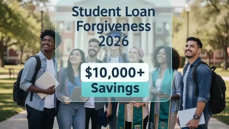 Students reviewing education benefits and student loan forgiveness programs for 2026
