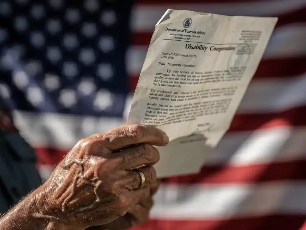 Veteran reviewing VA disability compensation update letter