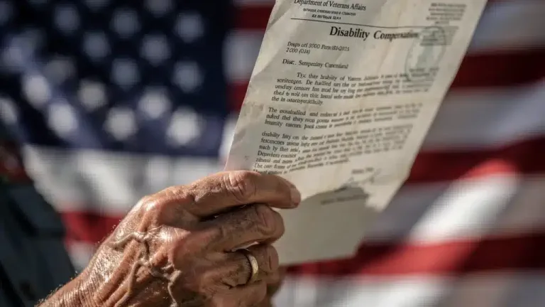 Veteran reviewing VA disability compensation update letter