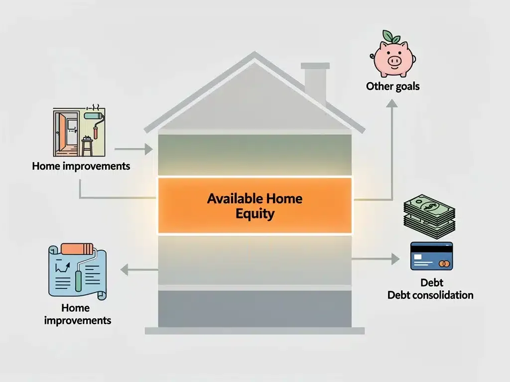 Diagram illustrating home equity utilization for various purposes