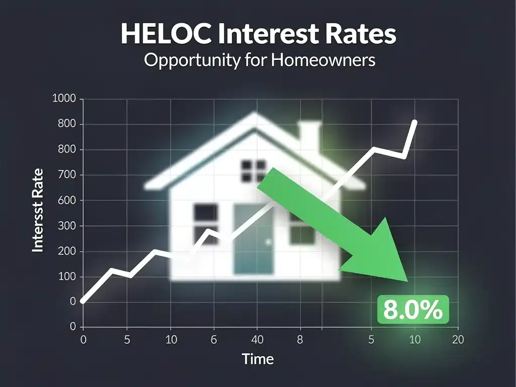 Financial chart showing HELOC rates below 8.0% in 2026