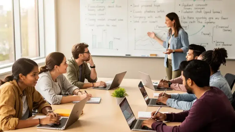 College students learning financial literacy in a classroom