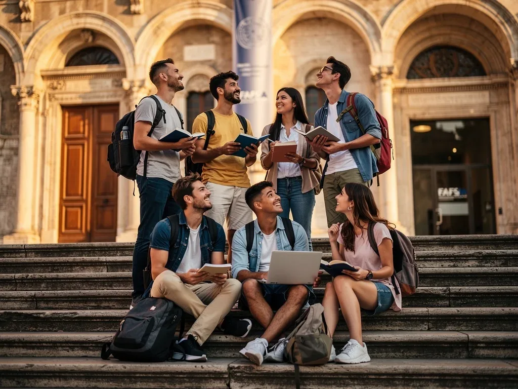 American students discussing FAFSA changes for Italian universities
