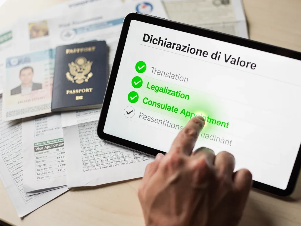 Checking off steps for Italian degree recognition