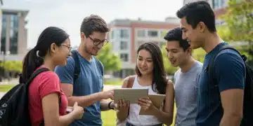 College students discussing federal student aid changes on campus
