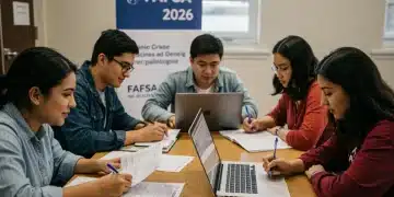 College students actively filling out FAFSA 2026 forms for federal aid