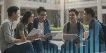 College students discussing education funding impacts