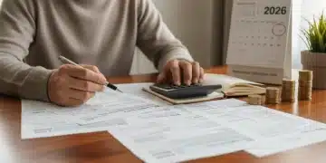 Person reviewing tax documents with calculator, symbolizing tax optimization for 2026.